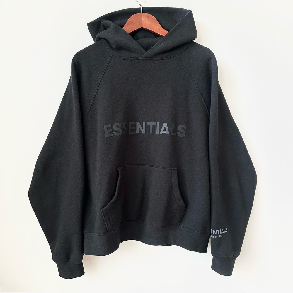 FEAR OF GOD | ESSENTIALS PULLOVER OVERSIZED FRONT-LOGO FLEECE HOODIE UNISEX